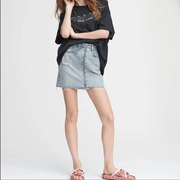 Rag & Bone front zip denim mini skirt in Mandy - Picture 1 of 14